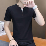 Summer Top Men's T-shirt Casual Short Sleeve Cotton Slim Fil Solid Color Cotton Mart Lion   