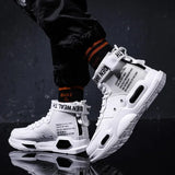 Sneakers Men's High Top Shoes Wild Casual Sports Tides Tenis Outdoor Breathable Training MartLion White Black 36 