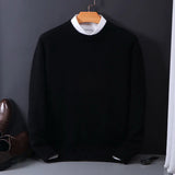 Sweater O-neck Pullovers Men's Loose Knitted Bottom Shirt Autumn Winter Korean Casual Men's Top MartLion Black M 