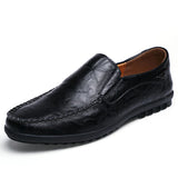 Genuine Leather Men's Casual Shoes Luxury Loafers Moccasins Breathable Slip on Driving MartLion Black 47 