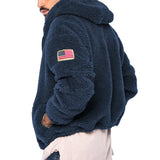 Winter Men's Double Sided Fleece Warm Jacket US Flag Print Long Sleeve Zip Loose Coats Outdoor Cold-Proof Hoodie Outwear MartLion   