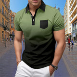 Men's Short sleeved Polo Shirt Summer European and American Street Casual Pocket Lapel Top Men's MartLion Green-B XXXL 