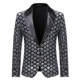 Men's Luxurious Sequin Plaid Suit Jacket Gold Silver Singer Host Stage Party Loose Dress Coats blazers MartLion   