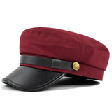 Vintage Military Beret Hats for Women Hat Men's Cap Leather Cap Autumn Winter Warm British Style Outdoor Travel Flat Peaked MartLion wine red 56-58cm 