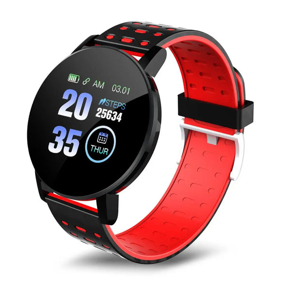 119S Smartwatch Bluetooth Smart Watch Men's Blood Pressure Women Smart Band Clock Sports Fitness Tracker Watch For Android IOS MartLion Red  