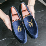 men's leather shoes driving suede luxury pointed banquet trendy men's flat shoes MartLion shunx295-lanse 38 