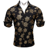 Luxury Christmas Shirts Men's Long Sleeve Snowflake Red Blue Green Gold White Black Slim Fit Male Blouses Tops Barry Wang MartLion 0505 S 