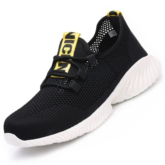 summer work shoes with protection breathable Lightweight safety with iron toe anti-stab anti-slip working summer MartLion L812 BlackYellow 35 