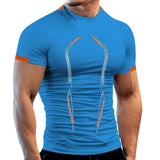 Summer Gym Shirt Sport T Shirt Men's Quick Dry Running Workout Tees Fitness Tops Short Sleeve Clothes Mart Lion blue S 
