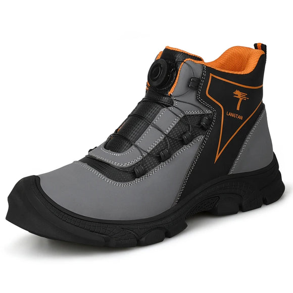 Standard High Top Safety Shoes Men's Anti-smashing Anti-piercing Work Boots Wear Resistant Indestructible MartLion G117LT-grey 42 