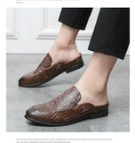 Black Sandals Men's Brown Dress Shoes Slip-On Pu Leather Hombre Verano Mart Lion   