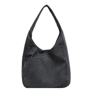 Canvas Shoulder Women's Tote Bag Corduroy Simple Casual Large Capacity Designer Handbag Shopper Bag MartLion Gray  