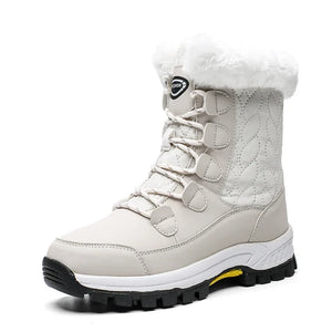 Winter Women Snow Boots Female Outdoor Boots Concise Boots Waterproof Plush Ladies Cotton-padded Shoes MartLion WHITE 36 