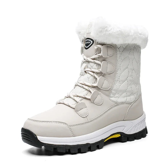 Winter Women Snow Boots Female Outdoor Boots Concise Boots Waterproof Plush Ladies Cotton-padded Shoes MartLion WHITE 36 