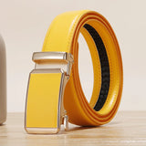 Golden Automatic Buckle Belt Men's and Women Universal Casual Red Blue Green Black White Female Waistband MartLion Yellow CHINA 90cm