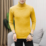 Autumn and Winter Men's Turtleneck Sweater Korean Version Casual All-match Knitted Bottoming Shirt MartLion yellow M (55-65KG) 