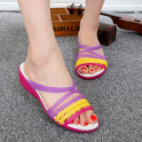 Women Sandals Summer Candy Color Women Shoes Peep Toe Stappy Beach Valentine Rainbow Clogs Jelly Flats Mart Lion   