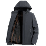Winter Men's Plush Thicken Windproof Hooded Jackets Winter Warm Detachable Hat Men's Jackets Coat MartLion Grey S 