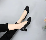 Hollow Out Genuine Leather Pumps Women Shoes Med Heels Square Diamond Mesh Ladies Office  Crystal MartLion   