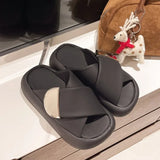 Summer step on the shit sense slippers women wear show foot small soft bottom beach sandals MartLion Black 35 