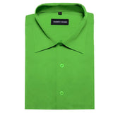  Designer Men's Shirts Short Sleeve Summer Green Solid Silk Slim Fit Blouse Casual Turn Down Collar Clothes Barry Wang MartLion - Mart Lion
