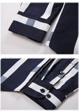 Men Long Sleeve Stripe Shirts  Korean Clothing Streetwear Lapel Male Business Casual Cotton Social Tops MartLion   