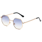 Square Design Sunglasses Woman Vintage Retro Small Frame Luxury Polygon Glasses MartLion Blue-YW As Show 