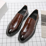 Slip On Dress Shoes Men's Formal Loafers Soft Split Leather Thick Sole Casual Footwear Mart Lion   