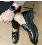 Retro Green Elegant Men's Dress Shoes Slip-on Leather Low-heel Formal Zapatos De Hombre Vestir MartLion   