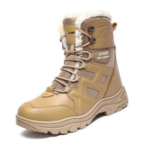 Outdoor Combat Boots Men's Hiking Shoes Special Forces Tactical Plush Warm Snow Large Casual Military MartLion Brown 39 