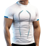 Summer Gym Shirt Sport T Shirt Men's Quick Dry Running Workout Tees Fitness Tops Short Sleeve Clothes Mart Lion white S 