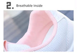 Women Running Shoes Breathable Walking Mesh Lace Up Platform Sneakers White Vulcanized MartLion   