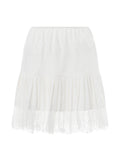 Summer Mid-Rise Lace Patchwork Mini Skirts Women's Pleated A-Line Casual Short Skirts MartLion WHITE S 