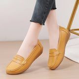 Women Flats Genuine Leather Shoes Platform Casual Soft Loafers Shallow Slip On Nurse Ladies MartLion   