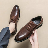 New Men Dress Shoes Leather Shoes Mens Pointed Social Shoe Male Black Casual Wedding Shoes MartLion   