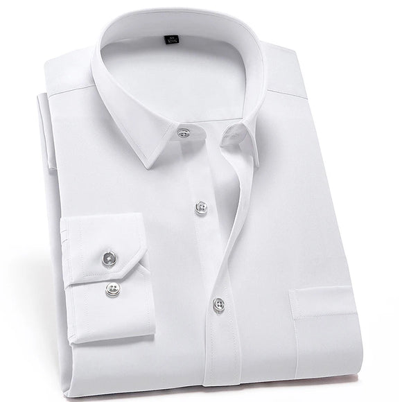 Stretch Anti-Wrinkle  Men's Shirts Long Sleeve Dress Shirts Slim Fit Camisa Social Blouse White Shirt MartLion 3-810 45-55kg 38 