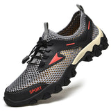 men's summer mountaineering non-slip mesh breathable outdoor leisure mesh shoes Mart Lion Gray 38 