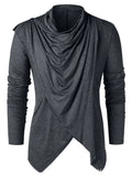 Medieval Men Asymmetrical Overlap Cardigan Casual Knitted Long Sleeve Sweater Shawl Collar Open Front Tops Men Vintage Sweaters MartLion   