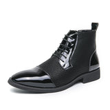 Black White Formal Shoes for Men Pointed Toe Leather Wedding Shoes High-top Dress Shoes Zapatos De Cuero MartLion black 9712 38 CHINA