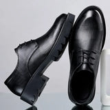 Heel Cow Leather Platform Shoes Men's Casual Spring Autumn Increase Designer MartLion   