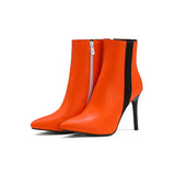 Autumn Glamour Black Blue Women Ankle Boots High Thin Heels Lady  Party Shoes MartLion Orange 5.5 