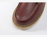  Vintage Men's Leather Boots Casual High Top Work Shoes Winter Warm Fur Snow Platform Non-slip Ankle Mart Lion - Mart Lion