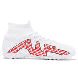 High Top Soccer Shoes Long Spike FG TF Non-Slip Football Boots Outdoor Training Ankle Cleats MartLion OG1616-D-White 35 
