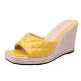 High Heels Sandals Women Party Shoes Peep toe Elegant Ladies Wedges Blue Yellow Black MartLion   