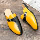 Mules Summer Sandals Loafers Half Shoes Diamond Leather Men's Shoes Designer Slides Slippers MartLion 2602 Black Yellow 47 