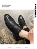 Men's Brogue Dress Shoes Formal Split Leather Lace Up Oxfords Flat Work Footwear Mart Lion   