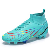 Football Boots Men's TF FG Soccer Shoes Training Outdoor Non-Slip Sports Sneakers Kids Teenagers Children MartLion ZS-599-C-Blue 35 