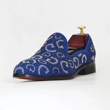 Men's Shoes Genuine Cow Leather Trends Rhinestones Wedding leather MartLion blue 43 CHINA