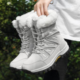 Fujeak Fashion Women's Casual Cotton Shoes Outdoor Casual Anti-slip Hiking Shoes Classic Tactical Desert Boots Warm Snow Boots MartLion White gray 36 