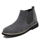 Men's Chelsea Boots Leather Slip Motorcycle boots MartLion Gray 11 